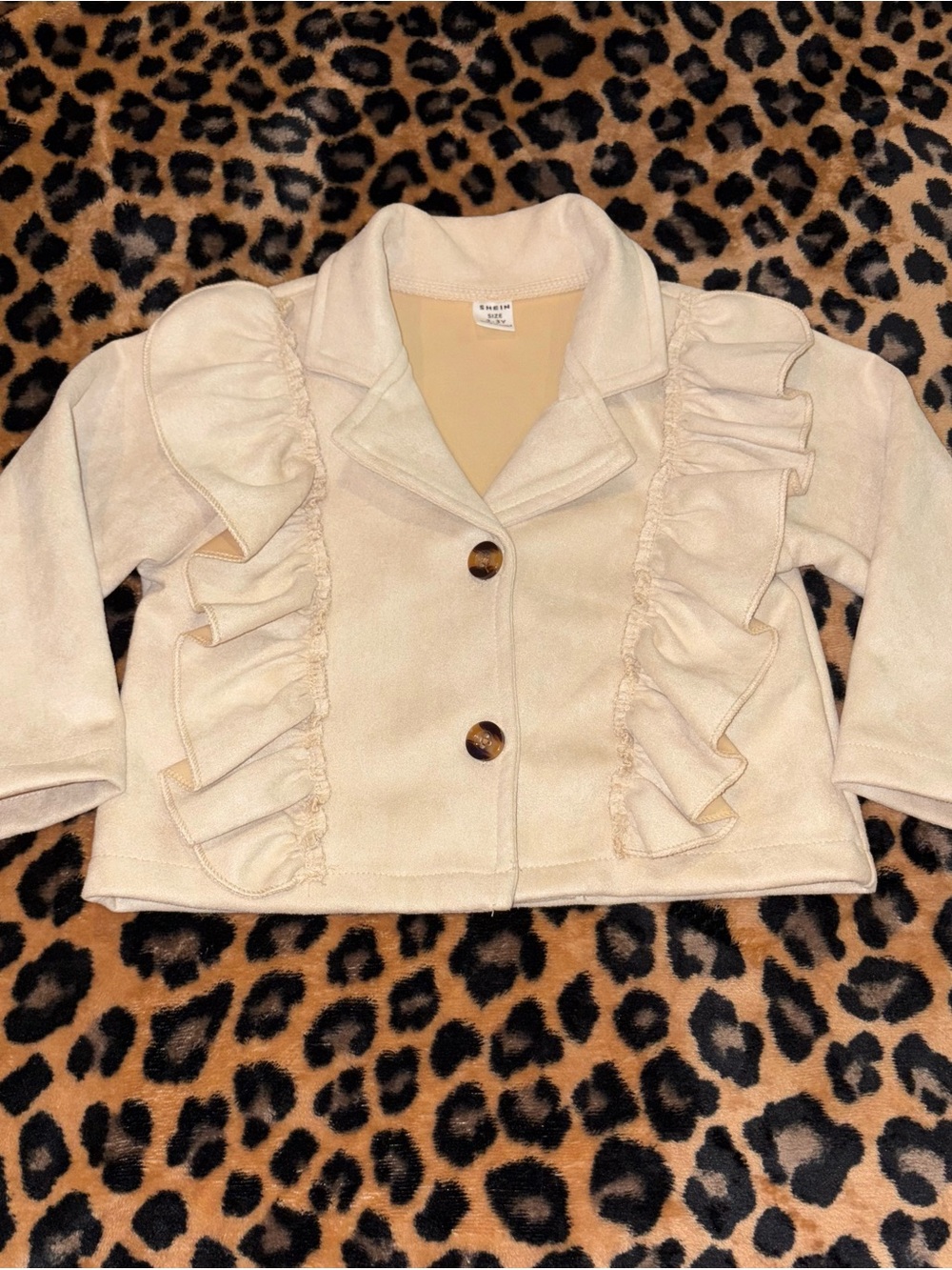 SHEIN Cream Ruffle Front Cottagecore Blazer Jacket 2-3Y